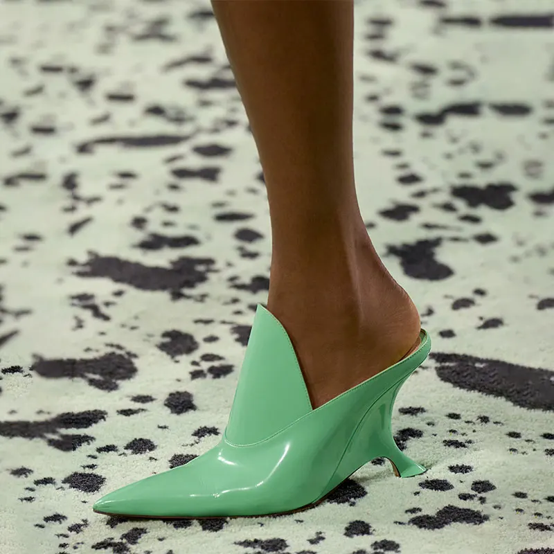 European and American Summer New Women's High Heel Muller Shoes Pointed Toe Baotou Comfortable Fashion Large Women's Sandals