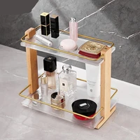 cosmetics acrylic rack bathroom dressing table washstand double skin care products storage solid wood