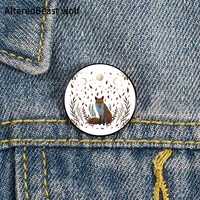 autumn fox pattern printed pin custom funny brooches shirt lapel bag cute badge cartoon enamel pins for lover girl friends