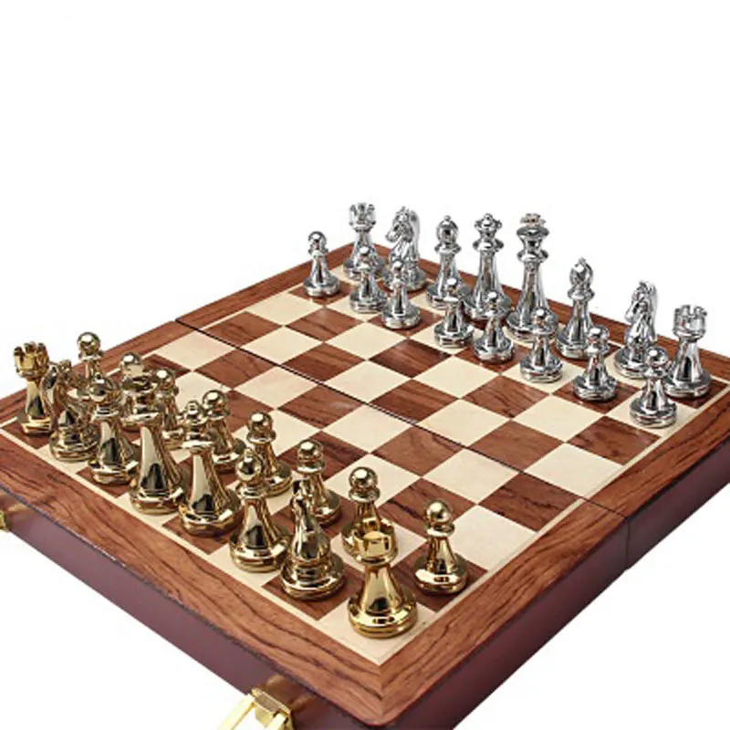 

Metal Chess Set Luxury High Quality Non Slip Bottom Foldable Checkerboard Gift Ideas Xadrez Tabuleiro Jogo Board Games LG50QL