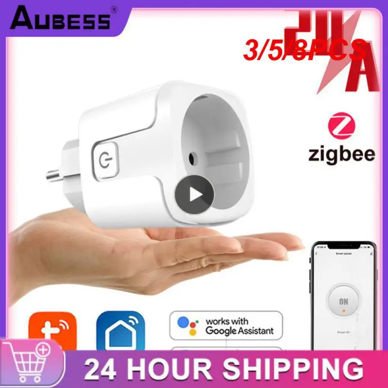 

3/5/8PCS Smart Plug Remote Control Wireless Smart Power Socket Timer 20a Zigbee Outlet Tuya Smart Home Eu Plug Voice Contro