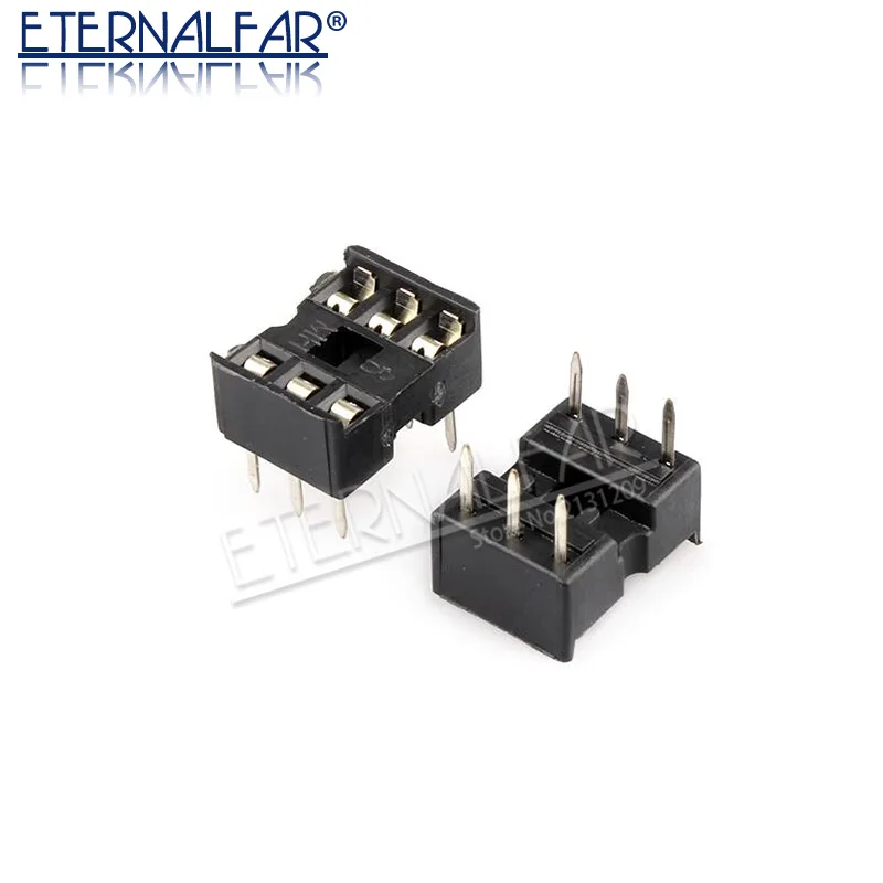 IC розетки, 6 контактов, 20 шт., 2,54 мм, сквозное отверстие, штампованные штифты, открытая рамка IC Dip, штыри, стандартные разъемы, разъемы