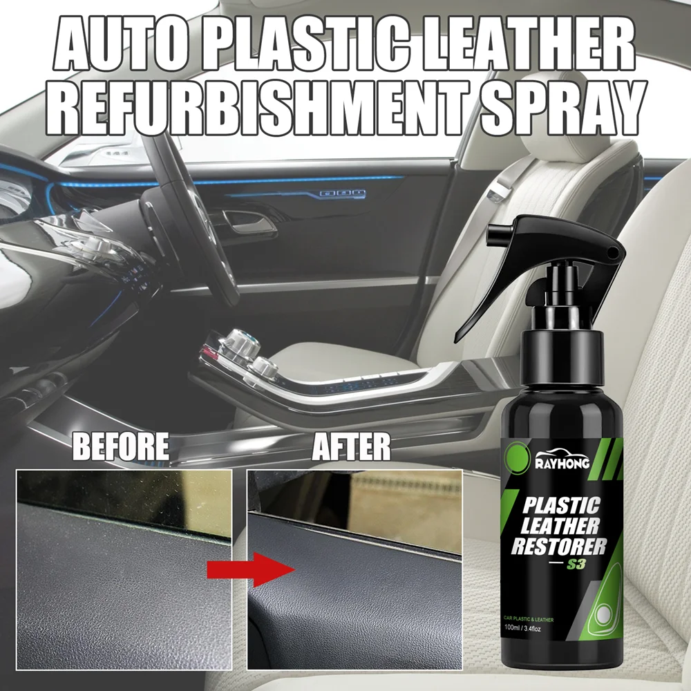 

Plastic Leather Restorer Plastics Cleaner Car Plastic Renovator Liquid Restorer Spray Refurbishment Coating Agent 100ML