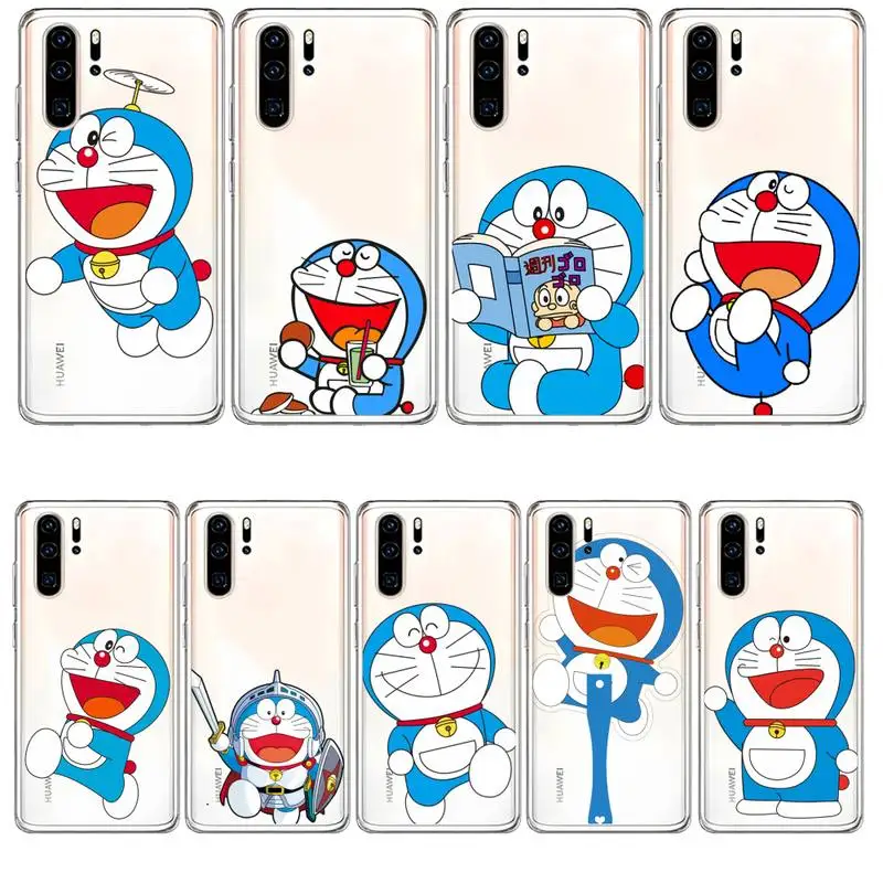 

BANDAI Doraemon Jingle Cat Phone Case For Huawei P30 P20 Pro P40 Y5 Y6 Y7 2019 Mate 20 Lite P Smart Z Transparent Funda Shell