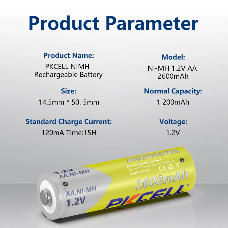 Аккумуляторные батарейки aa PKCELL 8 шт. 2600 мАч 1 2 в Ni-MH AA для фонарика камеры