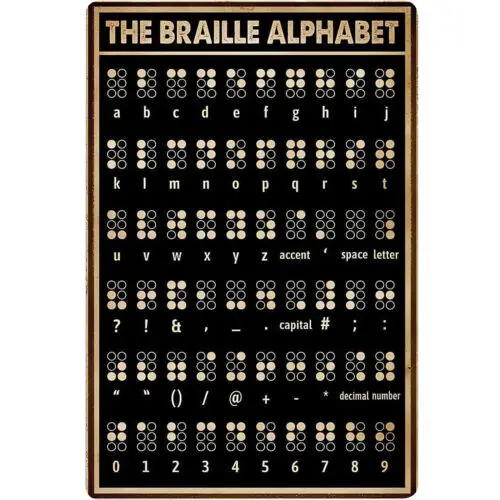 Знания о брайле металлические жестяные знаки алфавит Брайля металлический