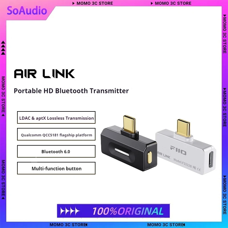 Фото Передатчик FiiO Air Link (Type-C) Bluetooth 6.0 для мобильного/игрового плеера к беспроводным наушникам, чип QCC5181, адаптивный LDAC/AptX №1
