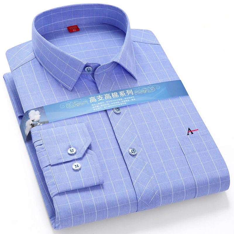 2021 new camisa men's bamboo fiber plaid shirt casual long sleeve business reserva men's formal shirt fashion pocket