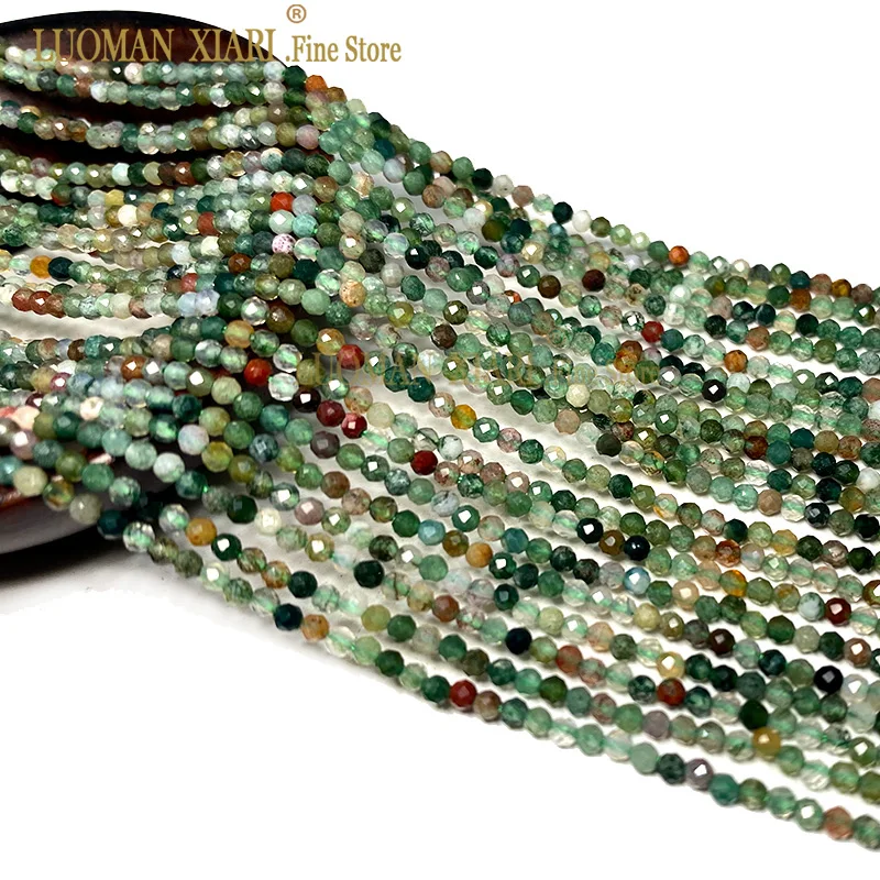 Бусины из натурального индийского агата маленького размера граненые круглые