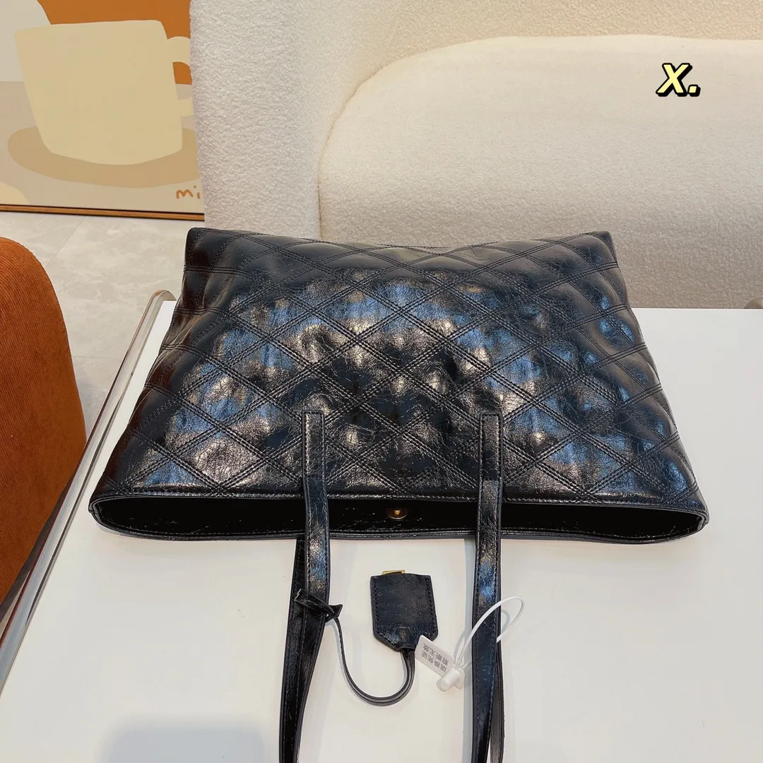 High quality new shopping single bag oil wax cow leather tote bag Lingge large capacity bag tote single shoulder women's bag