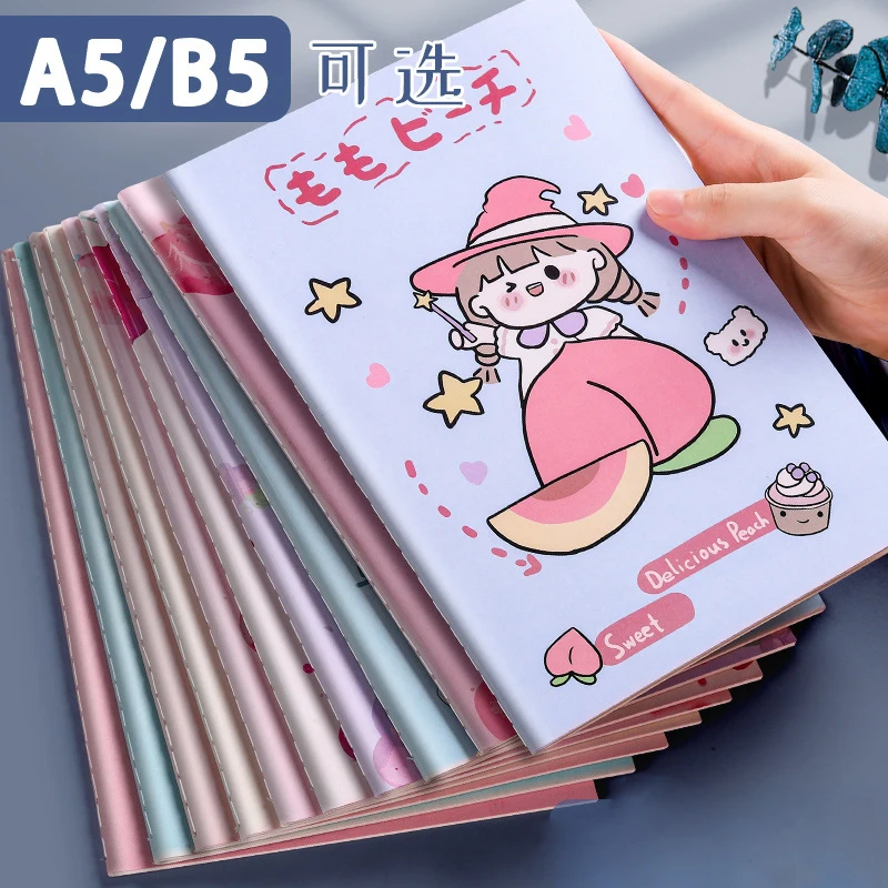 

Kawaii Notebook A5 B5 Format Binder 5 Pcs Notepad Cute Cartoon Exercise Book Thicken Student School Supplies Journal Diary Gift