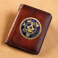 high quality genuine leather wallet freemasonry fortitude prudence temperance justice printing standard purse bk1113