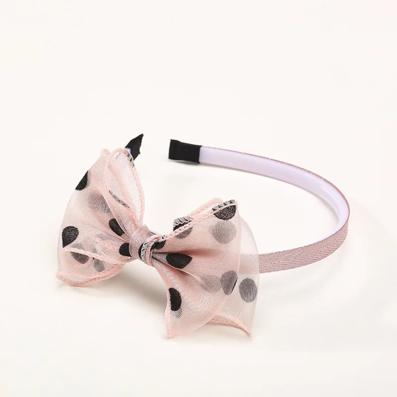 Новый модный детский бант сетка повязка на голову в горошек.