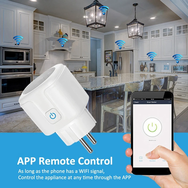 Tuya Smart Wifi Plug EU 20A Умная розетка с мониторингом мощности Энергосберегающий пульт