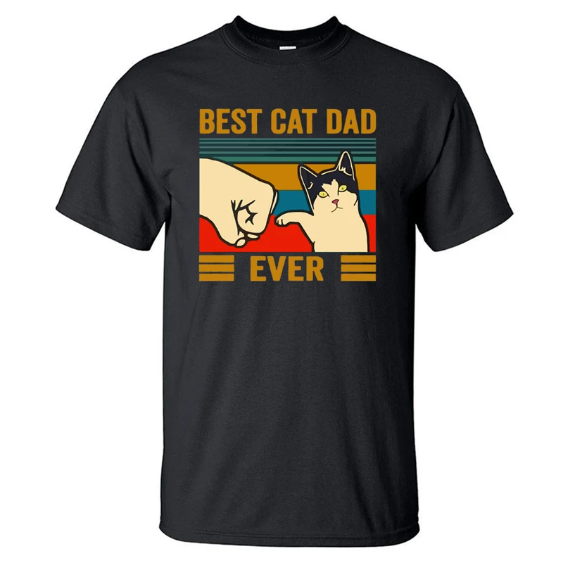 

Футболка Best Cat Dad Ever мужская с коротким рукавом, хлопковая модная Милая уличная одежда с животными, кошками, повседневный Топ, на лето