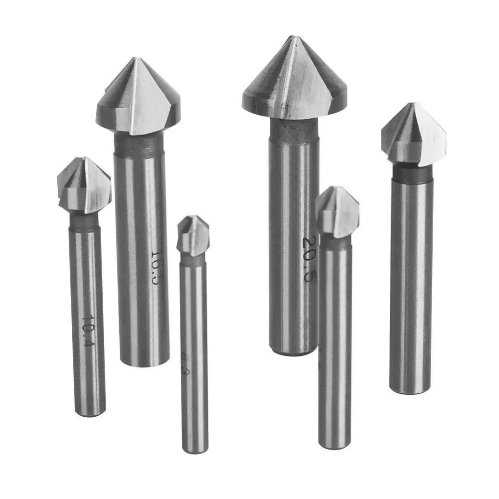 6 * Сверло с зенковкой, 6x90 градусов, снятие фаски, 3 канавки, 6 шт., 6 шт.компл., 6,3 мм-20,5 мм, комплект, нержавеющий инструмент, практичный (art.: 3920d4242cfeb) - 3920d4242cfeb