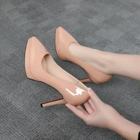 design high heel pumps for women 12cm heel pointed toe catwalk fashion stiletto 3cm platform solid sexy large size 35 39 shoes