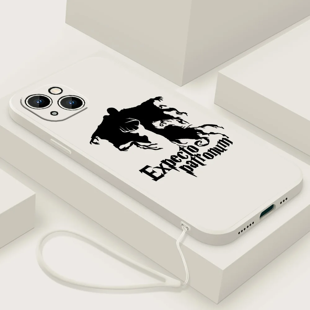 

Anime Harrys Potter Spells Phone Case For Apple iPhone 14 13 12 mini 11 Pro 8 7 Plus XR XS X Max Liquid Rope Funda Cover