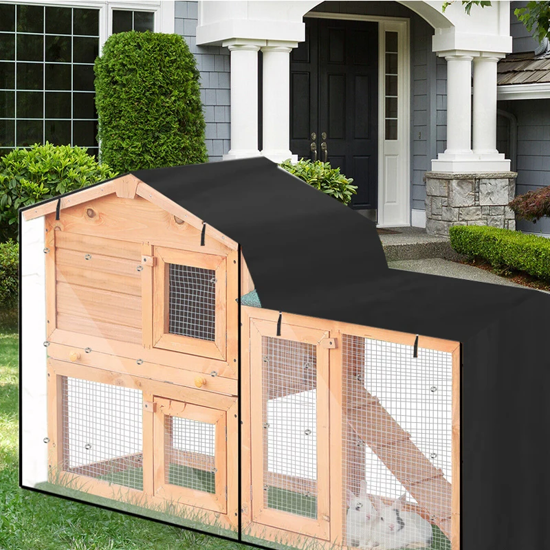 

Waterproof 210D Rabbit Hutch Cover Durable Thermal Pet Cage Covers Heavy Duty Pointed Triangle Cages Bunny House Rain Covers