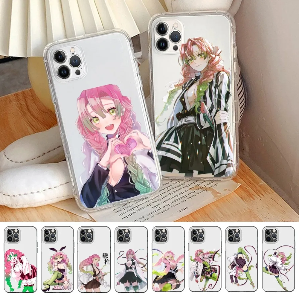 

Demon Slayer Mitsuri Kanroji Phone Case For iPhone 15 14 13 12 11 Pro Max Mini X Xs XR 6 7 8 Plus SE 2020 Transparent Case