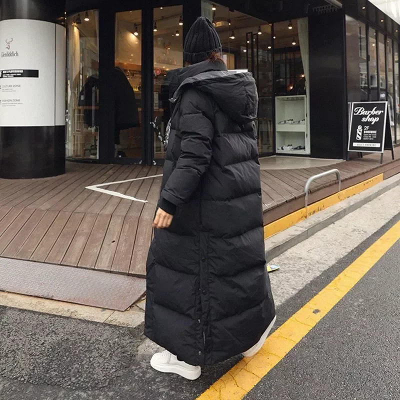 2022New parka Super long jacket female knee winter  jacket woman with thick black coat in winter