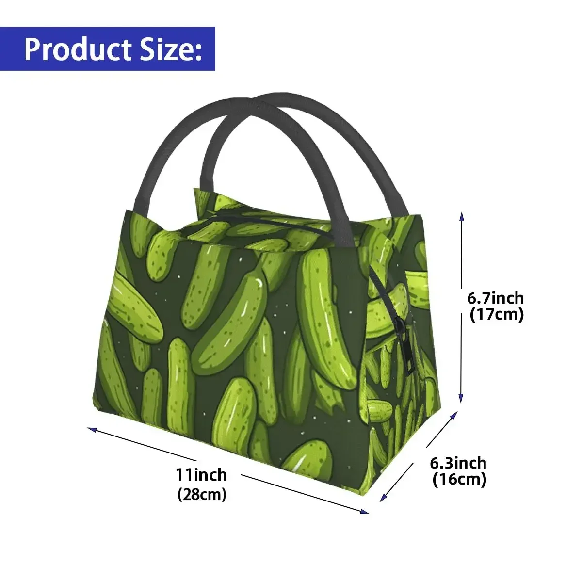 Пакеты для ланча Gherkin с узором изолированная коробка бенто Герметичная сумка