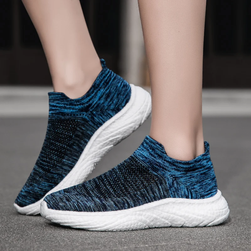 Big Size 35-45 Summer Knit Slip-on Sock Sneakers Unisex Breathable Men Casual Sports Shoes Lightweight Soft Women Running Shoes