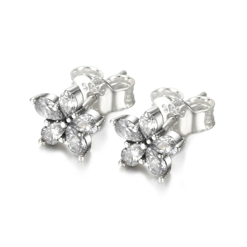 

Sparkling Snowflake Stud Earrings for Women Original 925 Sterling Silver Jewelry Party Gift Ear Brincos Wholesale