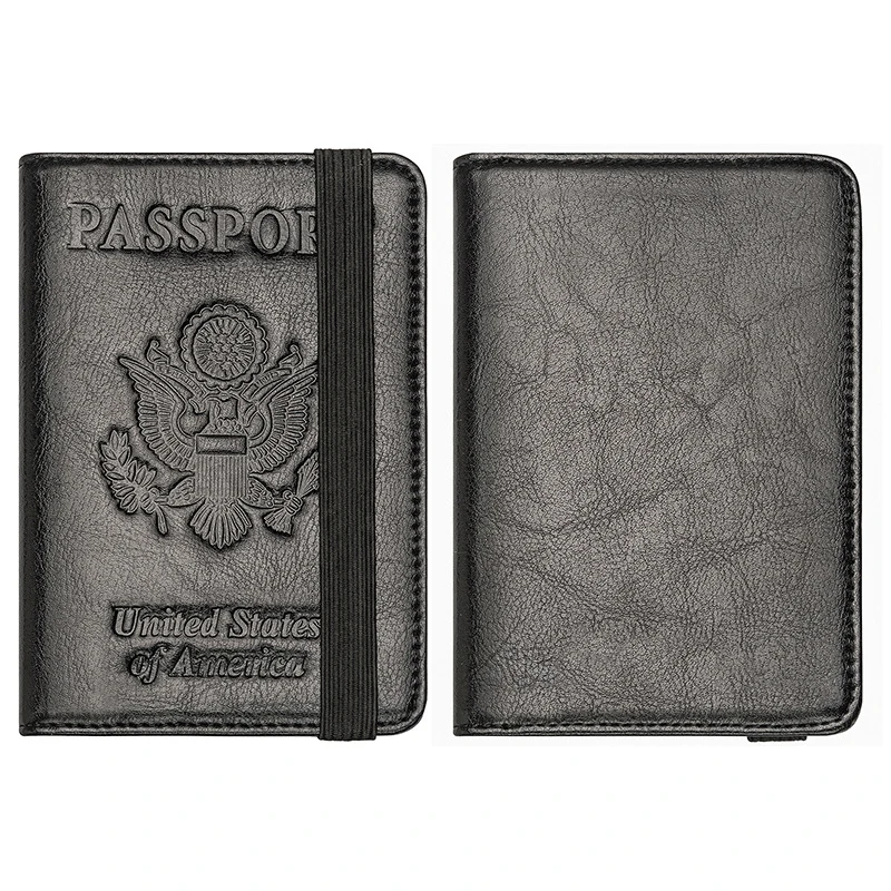 United Sates Passport Holder Cover Wallet RFID Blocking PU Leather Card Case USA Travel Passport Case Organizer for Men Women