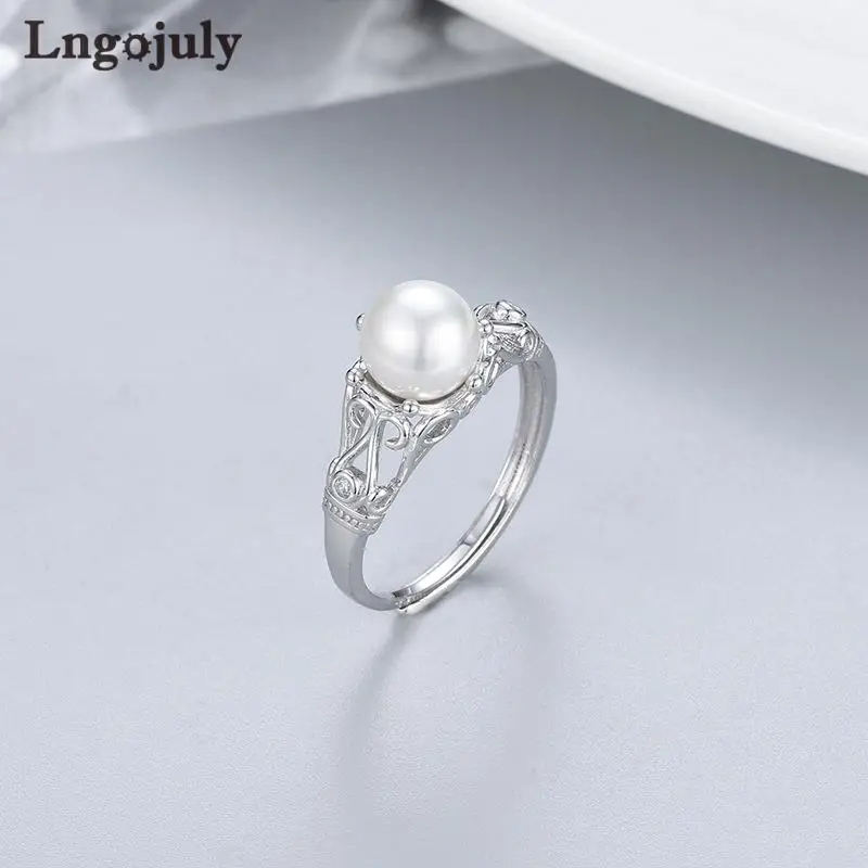 

Fine Jewelry Genuine 100 % 925 Sterling Silver Adjustable Pearl Ring For Women Girl Anniversary Wedding Party Jewelry Gifts