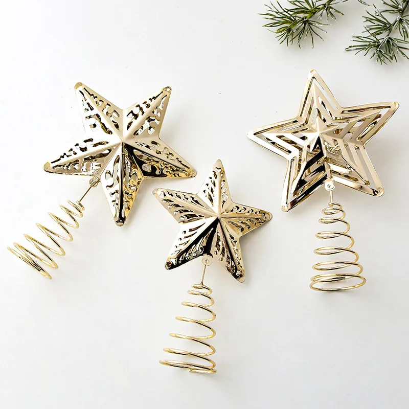 Рождественская Золотая светящаяся железная поделка 11/15/20 см ажурная елка звезда