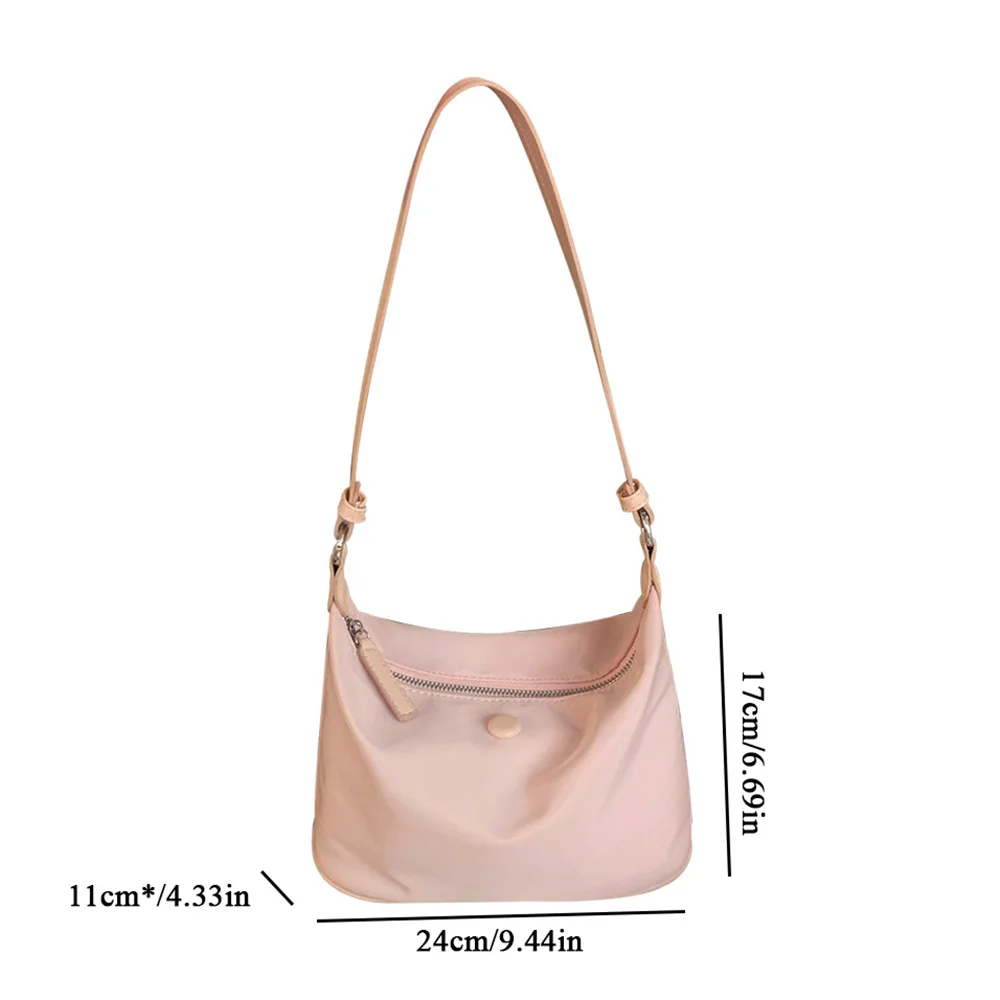 New One Shoulder Bag Women Nylon Solid Color Zipper Small Crescent Messenger Handbags Luxury Designer Handbag Retro Ladies Bags