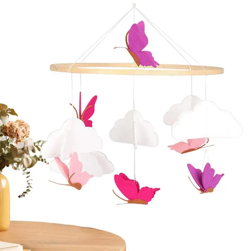 

Baby 1PC Crib Mobile With Felt Butterfly Cloud Wind Chime For Baby Bed Toys For Children House Decoration L5