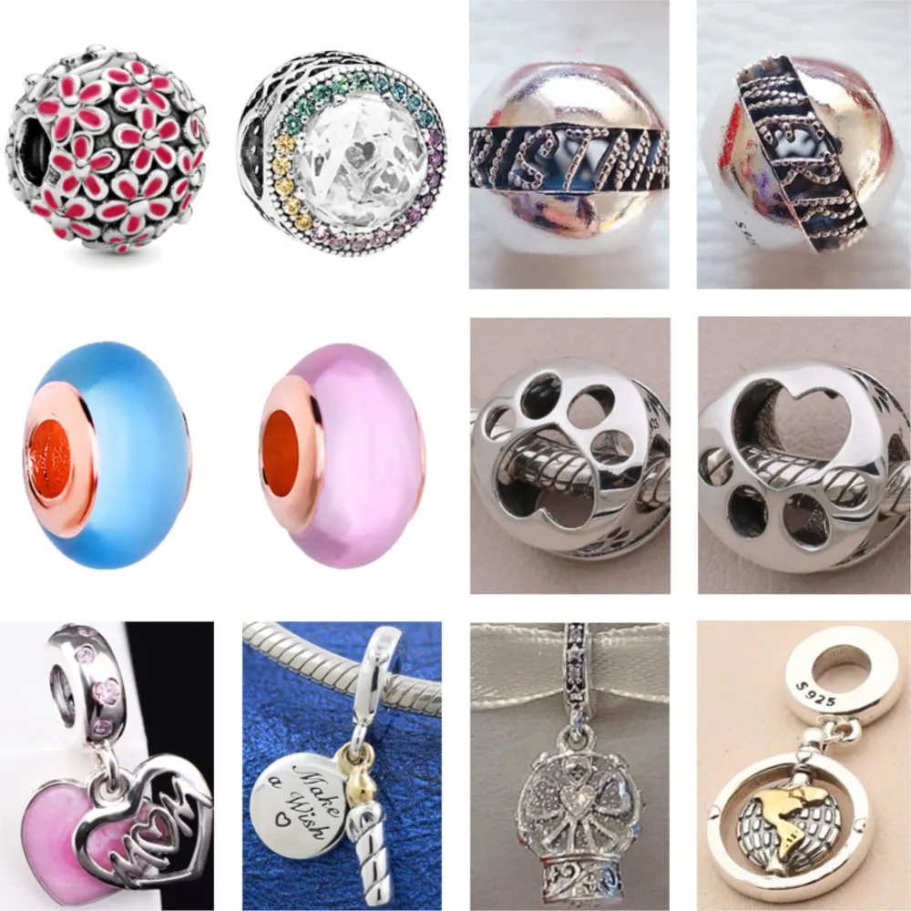 

Popular 925 Solid Silver Beads White Snow Portrait Clip Charms Pendant Fit Pandora Original Bracelet Women DIY Jewelry Gift