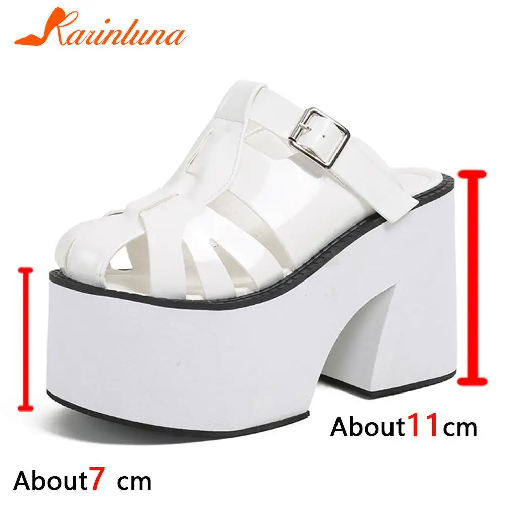 Super High Heels Women's Sandals 2023 Simply Style Roma Platform Sandals Round Toe Hollow Out Comfy Walking Ladies Shoes Summer