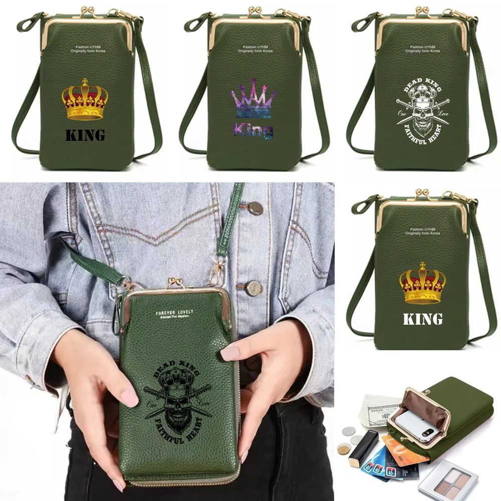 

Fashion Crossbody Bags Universal for IPhone Samsung Xiaomi Huawei Mobile Phone Bag Shoulder Purse Queen Printed Women Handbags