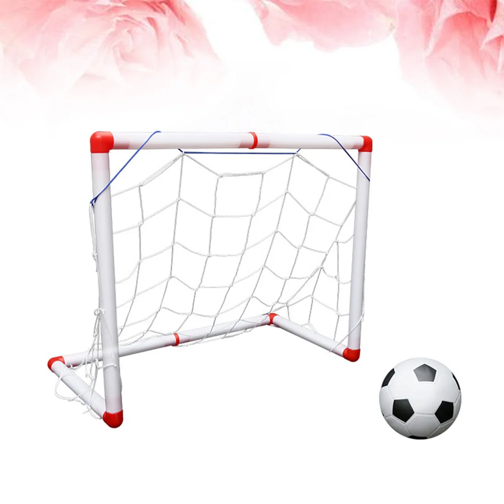 

1 Set 56cm Mini Football Goal Football Net Door Childrens Indoor Sports Toys Soccer Goal Door with Football and Inflator