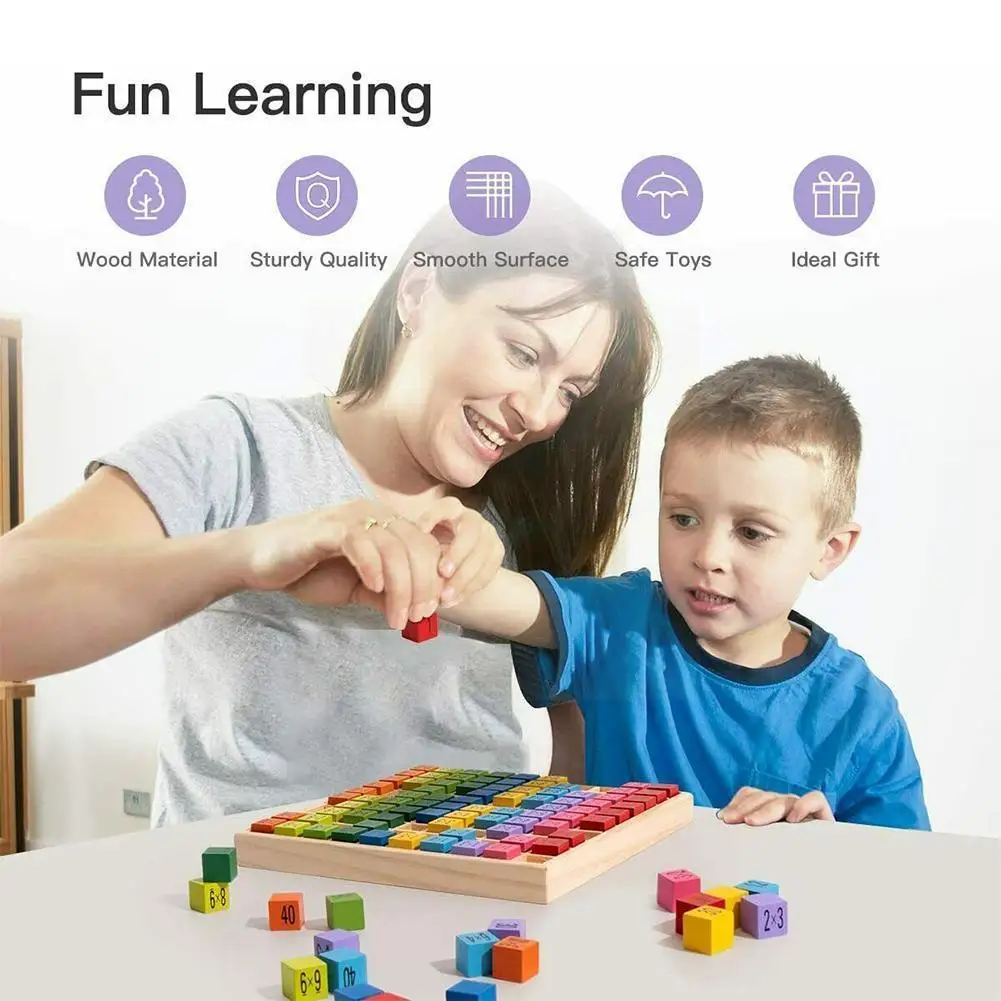 

Wooden Montessori Educational Math Toys For kids Children 99 Multiplication Table Math Arithmetic Teaching Aids Blocks Boar V3M9