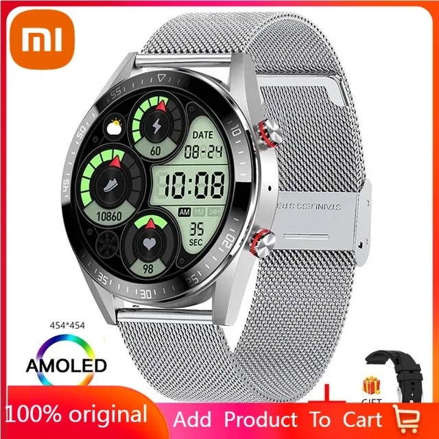 

Xiaomi 454*454 Screen Smart Watch Always Display The Time Bluetooth Call Local Music Smartwatch For Mens Android TWS Earphones