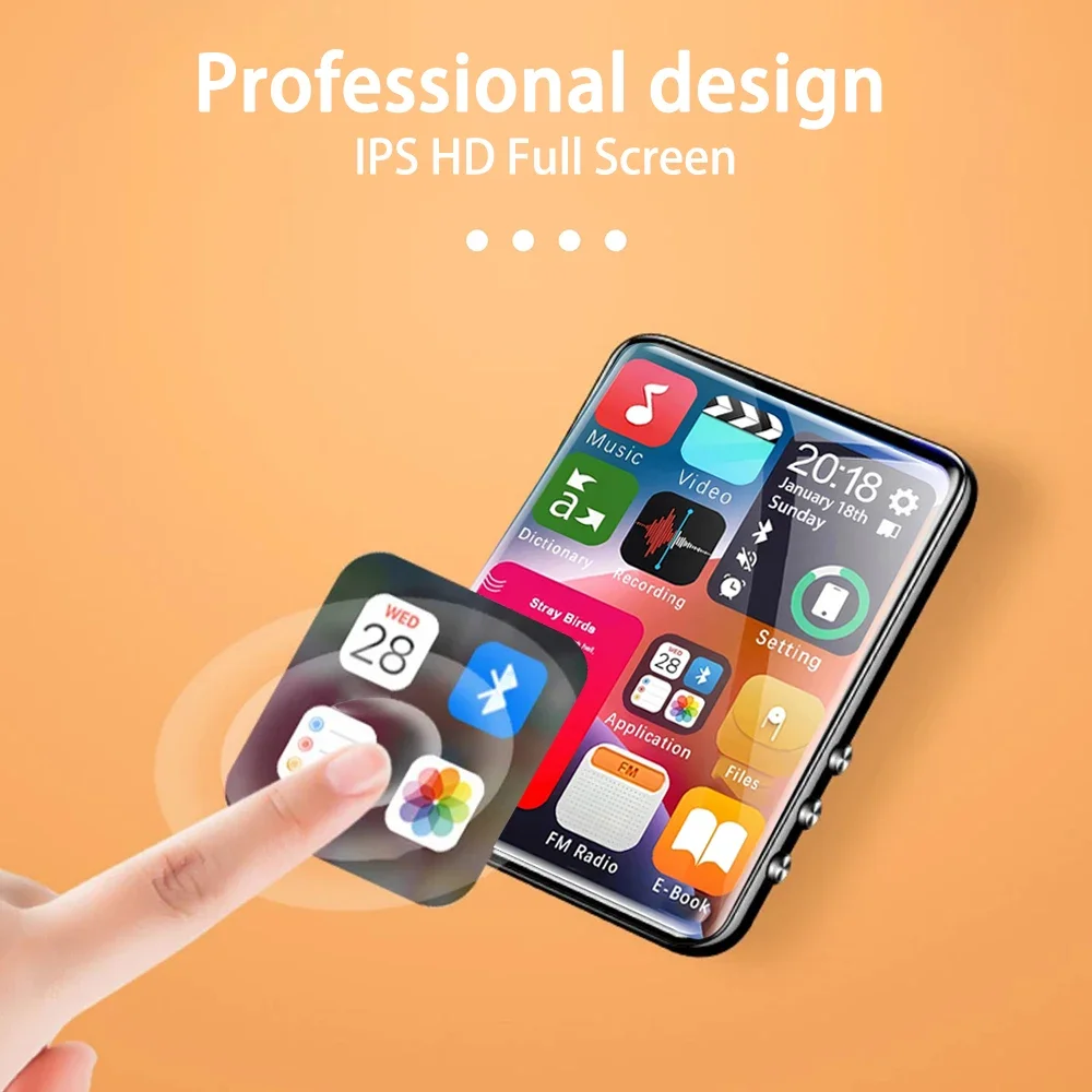 MP3-плеер 64 ГБ с памятью 4 ГБ 2,4-дюймовый Bluetooth MP4-плеер со ...