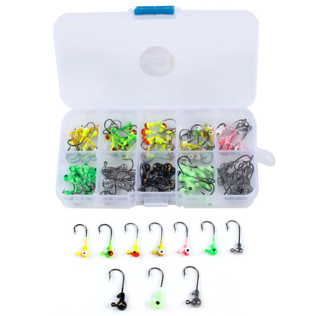 

100pcs set Round Jig Head Saltwater Fishing Hooks Sharp Tip Barbed Maggot Carp Freshwater Fish Hooks