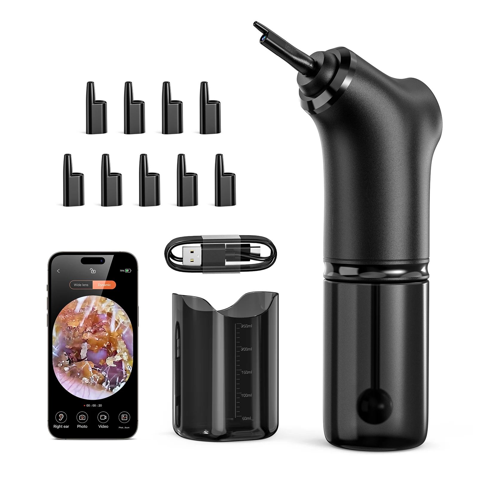 Электрическая эпиляция ушной серы E50 с камерой Wi-Fi 1080P SoftSpray Безопасная и