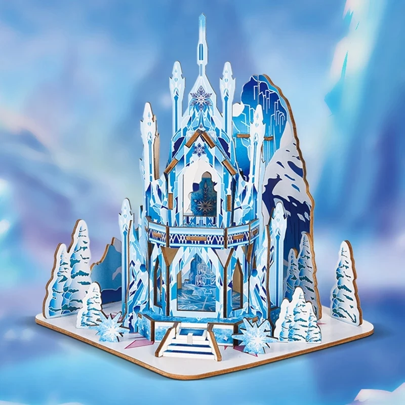 2022 Disney Frozen Elsa's Magical Ice Palace Castle Puzzle in legno classico cartone animato modello di film ragazza per bambini giocattoli regalo