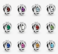 authentic 925 sterling silver 12 months birthstone eternity circle charm bead fit pandora bracelet necklace jewelry