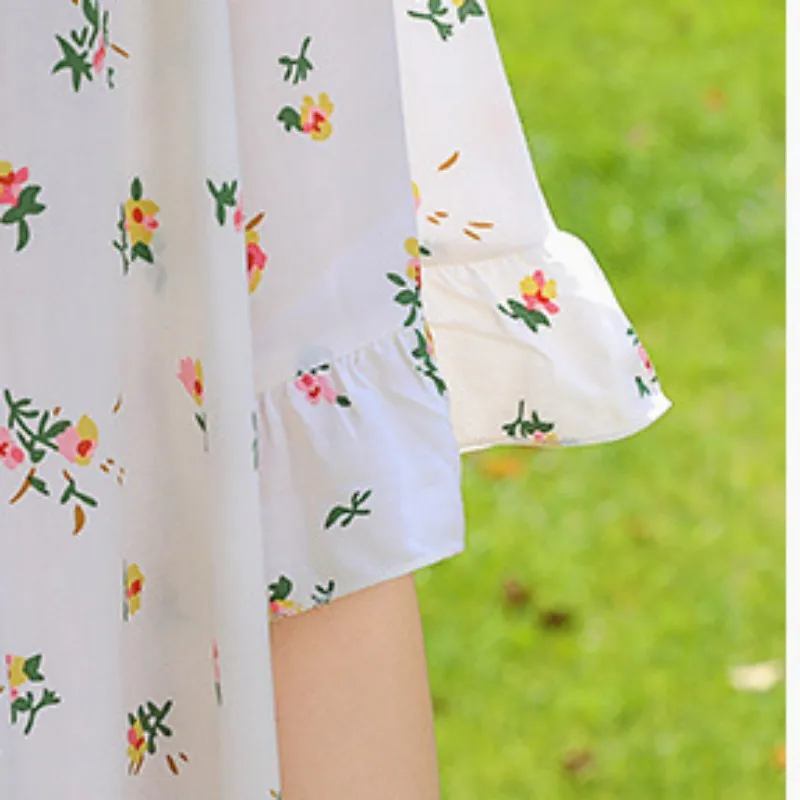 2023 Japanese Lace Short Sleeve Girl's Summer Sweets Costume New In Lady Nightgown Long Length Print One-Piece Skirt Nightdress