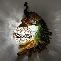 modern twins peacock wall lamp creative colorful gold blue wall light led crystal metal wall lamps for dining room corridor