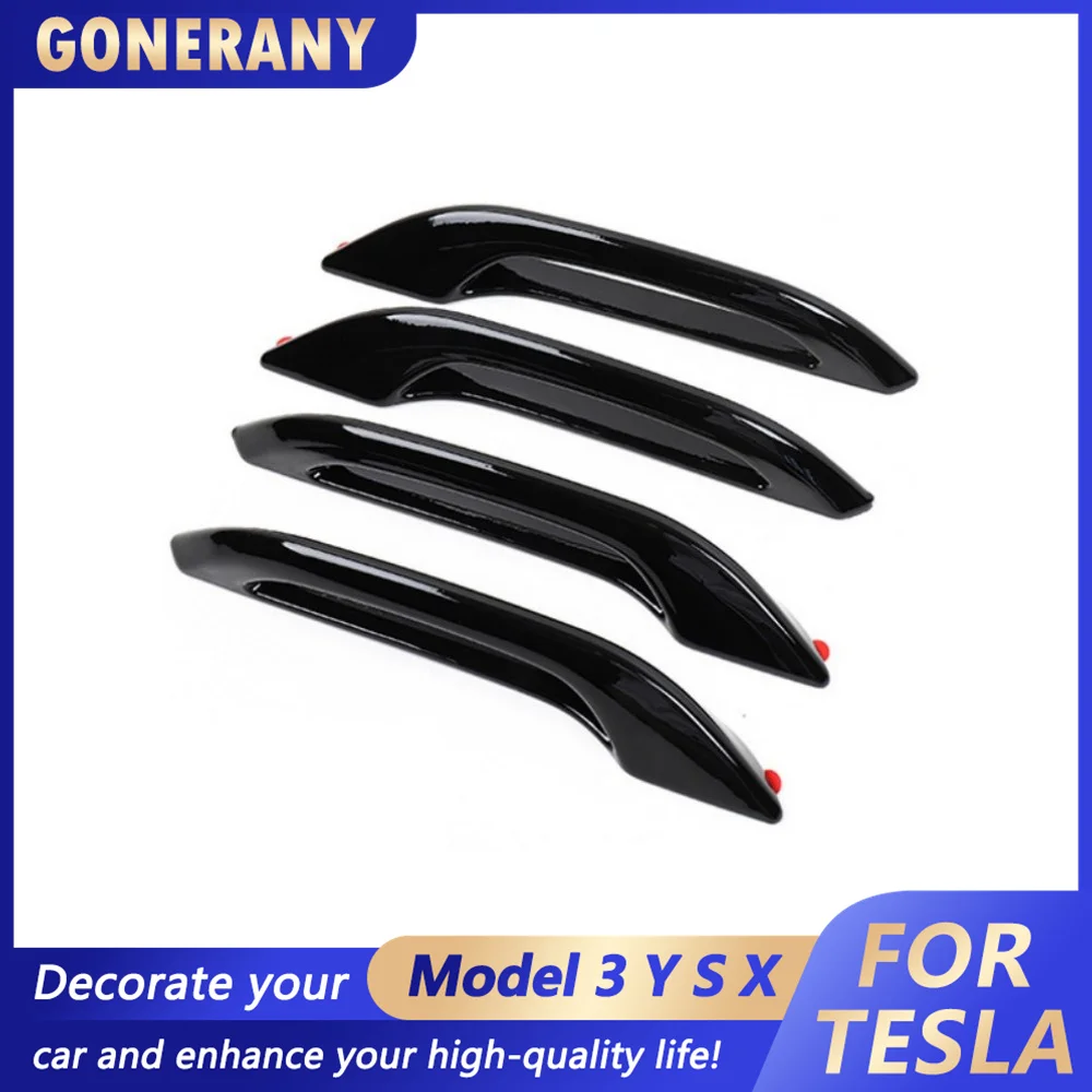 

For Door Handle Protector Tesla Model Y/3 2020 - 2023 Handle Cover Wrap Antifreeze Glossy Black 4PCS Black White Red Blue Grey