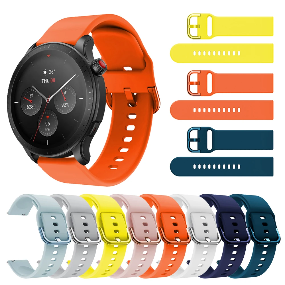

22mm Sport Silicone Replaceable strap for Huami Amazfit GTR 4 GTR4 GTR3 GTR2 Pro band for GTR 47mm Stratos3 Bracelet Watchbands