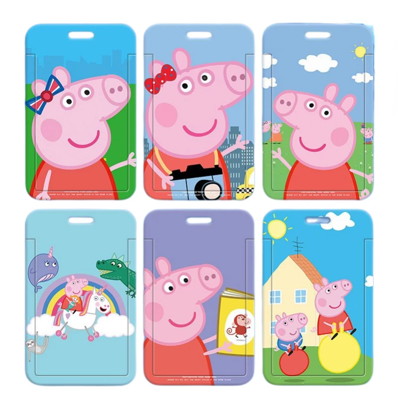 

Peppa Pig animation peripheral new student sliding cover card set meal card bus card identity card protective cover campus card