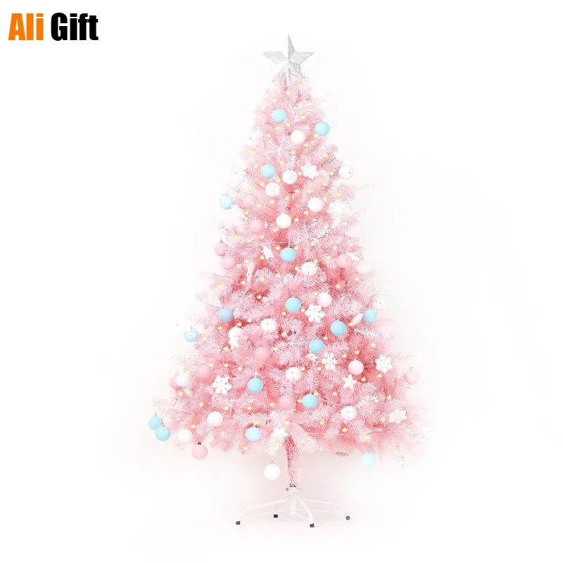 

2022 New Pink Christmas Tree Package 1.2/1.5/1.8/2.1 Meters Artificial Fake Cristmas cherry Trees Hotel Shopping Mall Home Decor